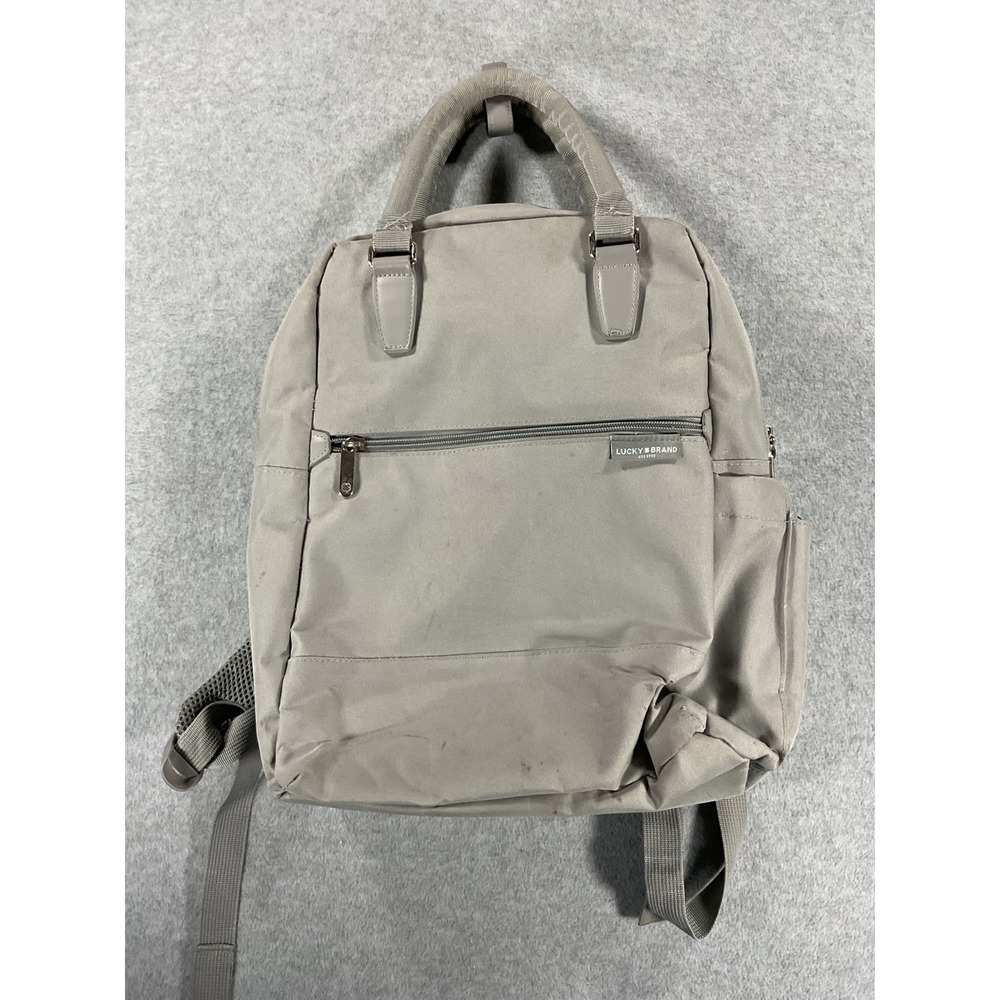 Lucky Brand Gray Nylon Laptop Backpack Travel Bag with Trolley Sleeve